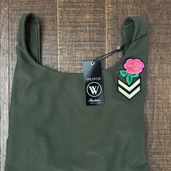 NWT WILDFOX candice one piece swimsuit in olive Women's Medium - Picture 4 of 10